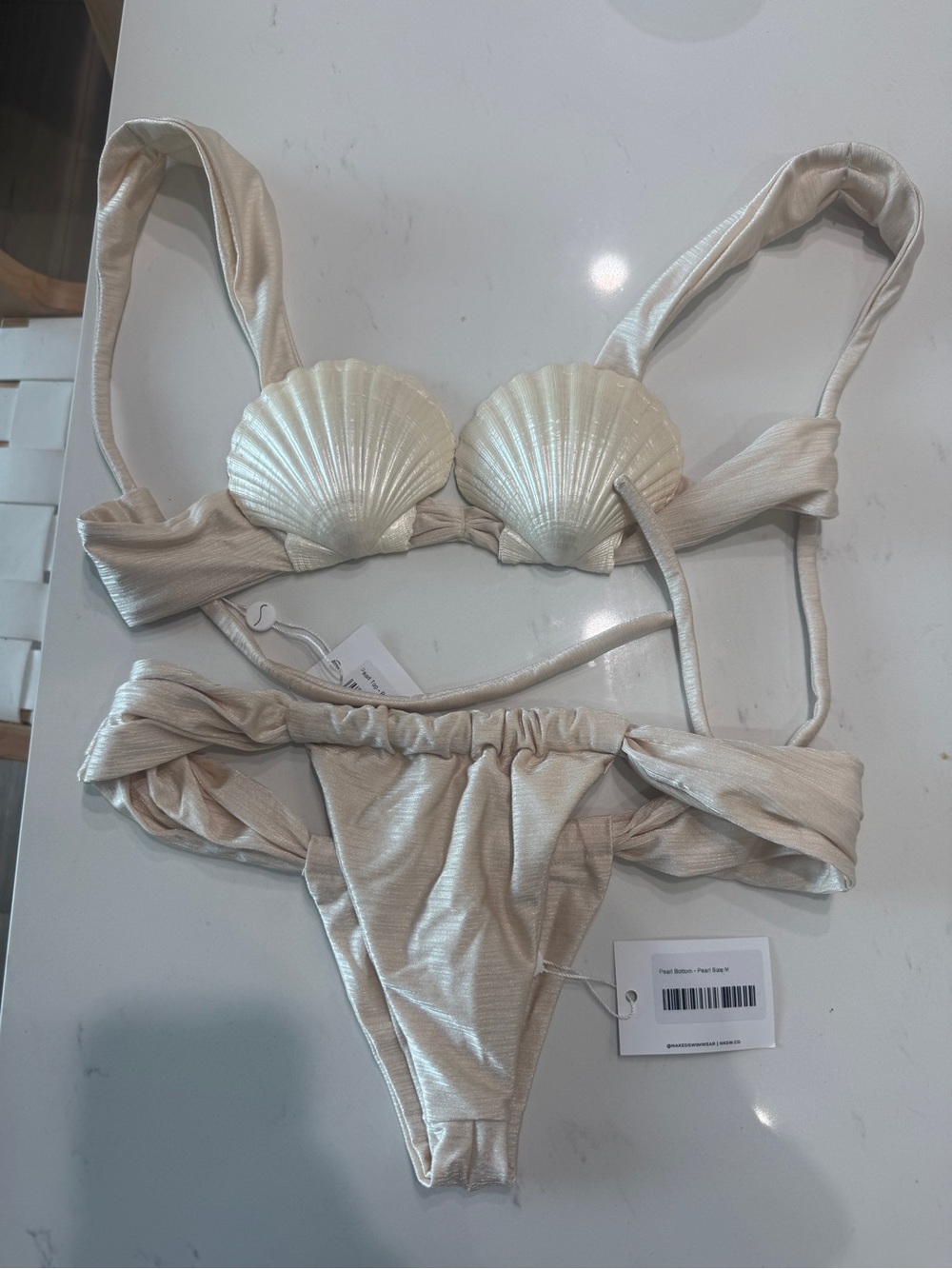 Bottom Pearl Shell-Accent Bikini Set - Picture 3 of 5